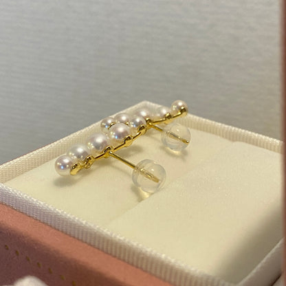 K18YG あこや真珠 スマイル スタッドピアス 18K akoya pearl earrings アコヤ パール グラデーション