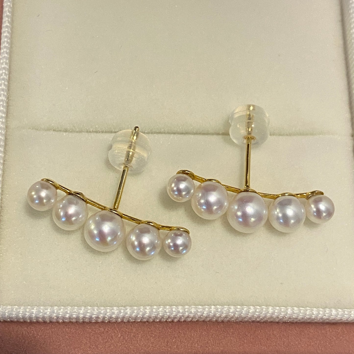 K18YG あこや真珠 スマイル スタッドピアス 18K akoya pearl earrings アコヤ パール グラデーション