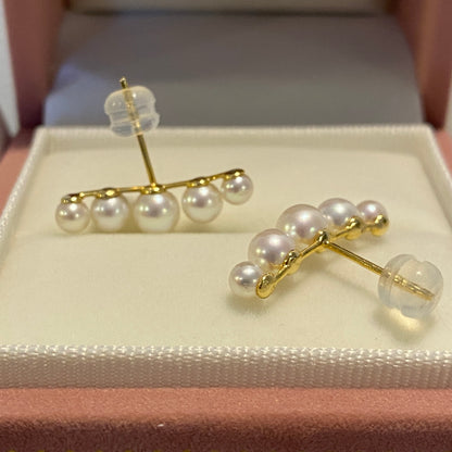 K18YG あこや真珠 スマイル スタッドピアス 18K akoya pearl earrings アコヤ パール グラデーション