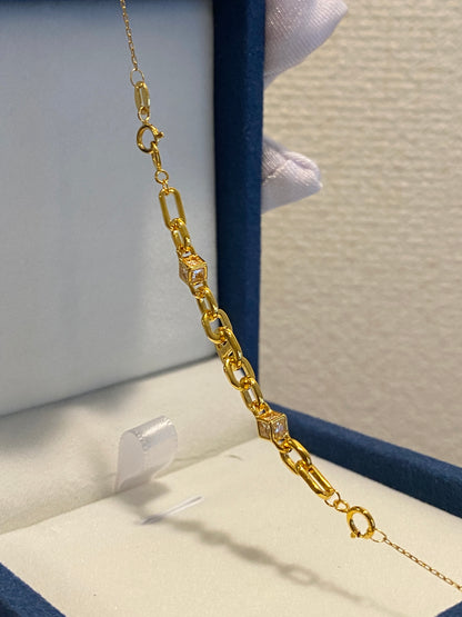 K18YG 引き輪 チャーム 18K チェーンパーツ アジャスター ブタ鼻 オーバルリンク ミックスチェーン