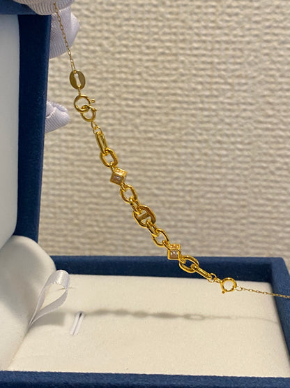 K18YG 引き輪 チャーム 18K チェーンパーツ アジャスター ブタ鼻 オーバルリンク ミックスチェーン