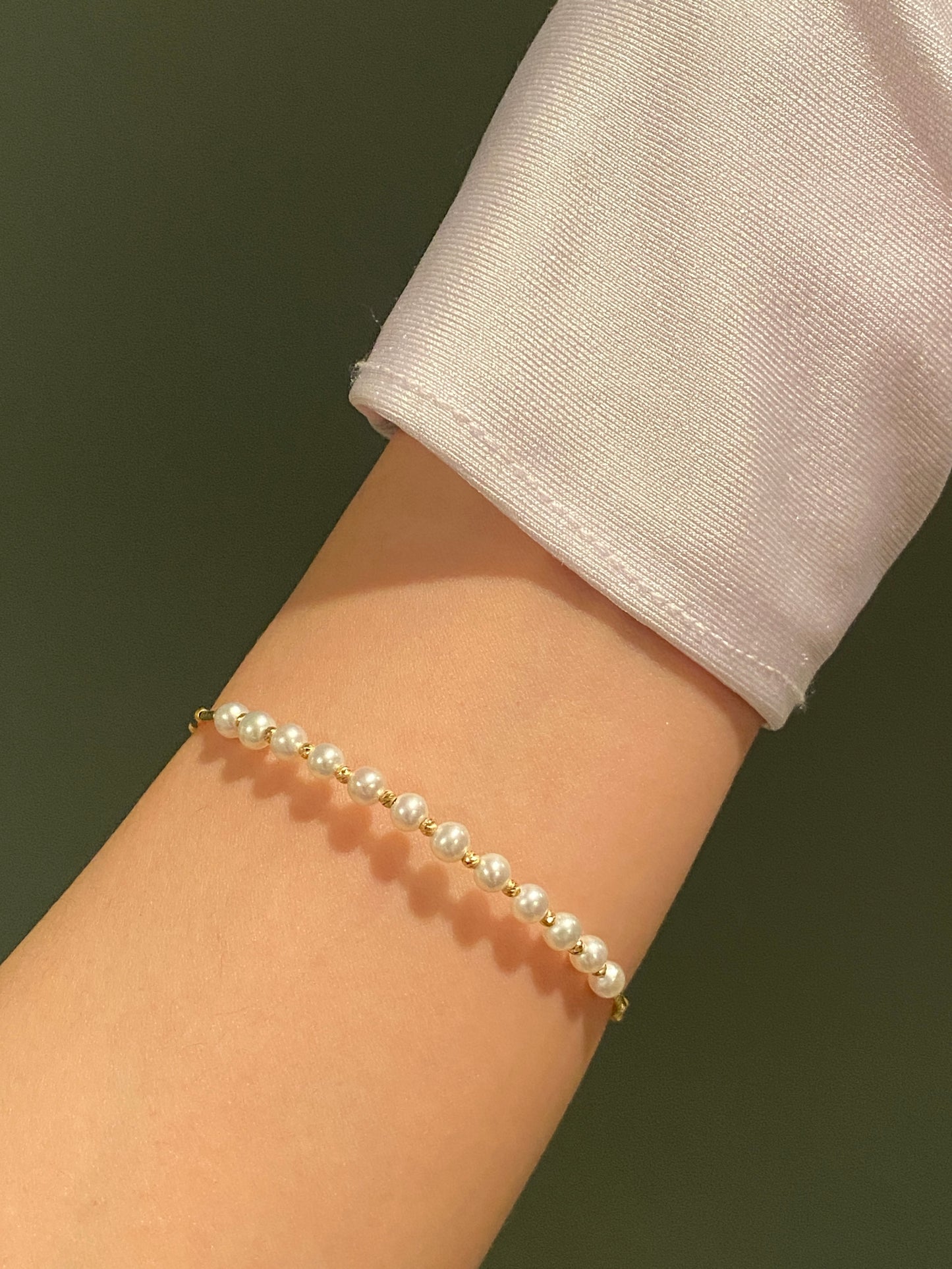 K18YG WG あこや真珠 バングル 小粒 イエローゴールド 18K アコヤ ワイヤーバングル 弾力 ブレスレット