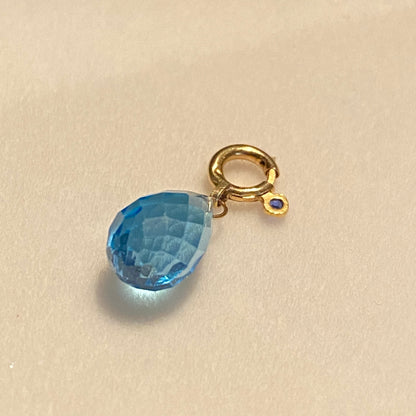 K18YG ブルートパーズ チャーム ペアシェイプ ファセットトパーズ 18K 引き輪 ペンダント ネックレスパーツ K18 雫 ティアドロップ