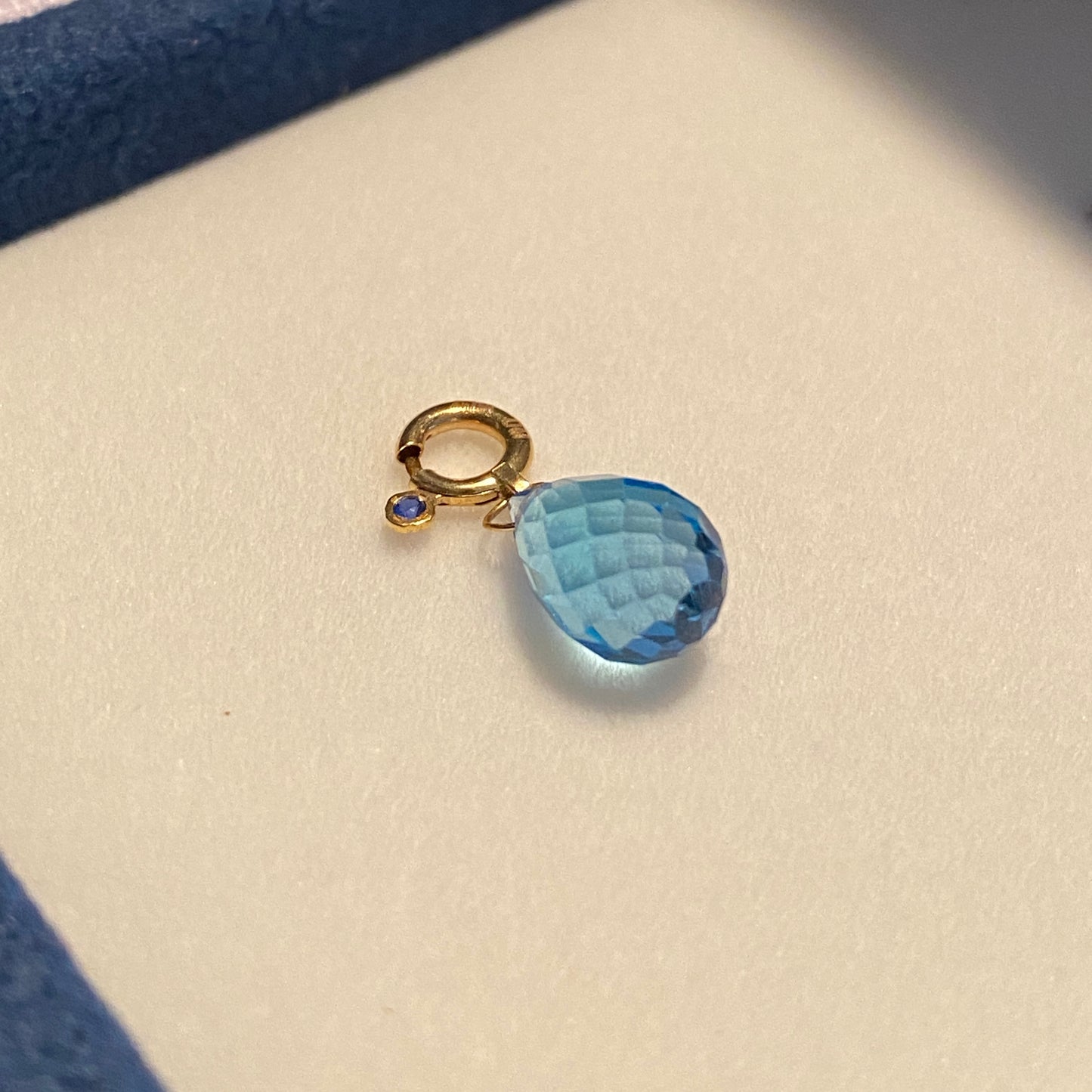 K18YG ブルートパーズ チャーム ペアシェイプ ファセットトパーズ 18K 引き輪 ペンダント ネックレスパーツ K18 雫 ティアドロップ