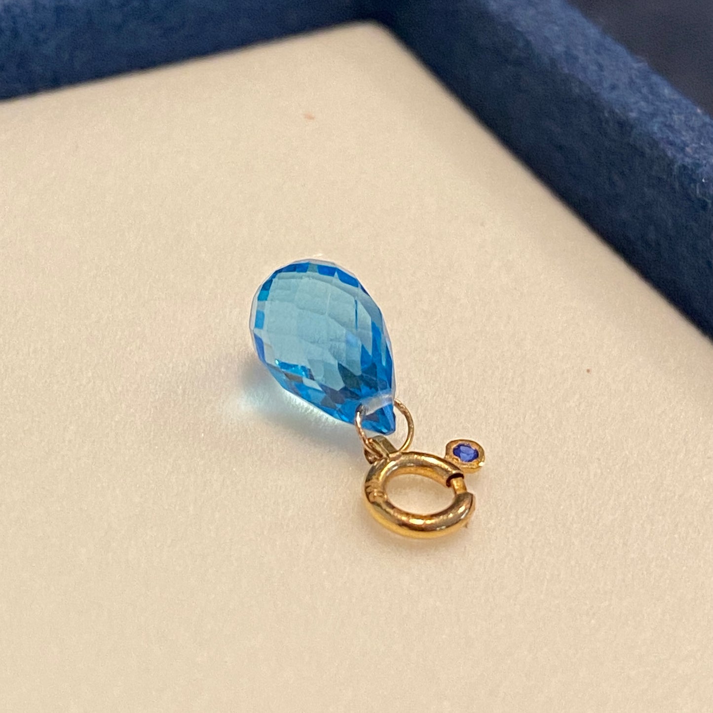 K18YG ブルートパーズ チャーム ペアシェイプ ファセットトパーズ 18K 引き輪 ペンダント ネックレスパーツ K18 雫 ティアドロップ