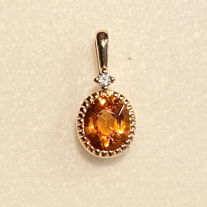 K18YG オレンジガーネット ペンダント ダイヤモンド スペサルティンガーネット 18K ネックレス オーバル