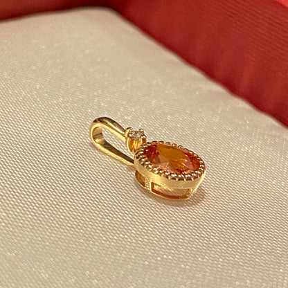 K18YG オレンジガーネット ペンダント ダイヤモンド スペサルティンガーネット 18K ネックレス オーバル