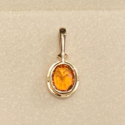 K18YG オレンジガーネット ペンダント ダイヤモンド スペサルティンガーネット 18K ネックレス オーバル