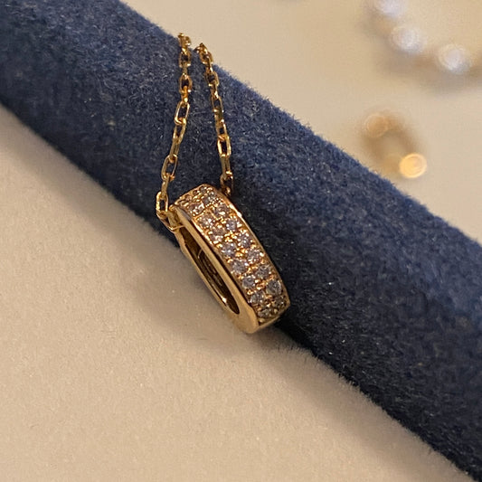 K18YG WG PG Clicker Bail Parts Diamond Charm Setting Diamond 18K Chain Parts Pendant Parts Necklace Parts K18 YG Clasp