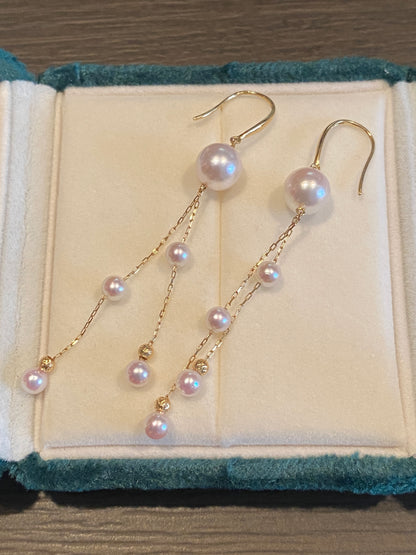 K18YG あこや真珠 ピアス ペンダントトップ 18金 真珠 パール 18K ネックレスチャーム 揺れる ロング