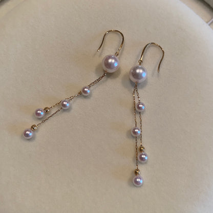 K18YG あこや真珠 ピアス ペンダントトップ 18金 真珠 パール 18K ネックレスチャーム 揺れる ロング