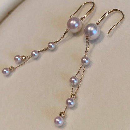 K18YG あこや真珠 ピアス ペンダントトップ 18金 真珠 パール 18K ネックレスチャーム 揺れる ロング
