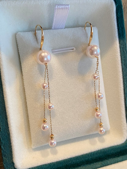 K18YG あこや真珠 ピアス ペンダントトップ 18金 真珠 パール 18K ネックレスチャーム 揺れる ロング