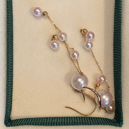 K18YG あこや真珠 ピアス ペンダントトップ 18金 真珠 パール 18K ネックレスチャーム 揺れる ロング