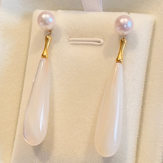 K18YG あこや真珠 ピアス ドロップピアス 18K アコヤ真珠 あこや パール 真珠 ティアドロップ 大ぶり 大きめ 雫 揺れる