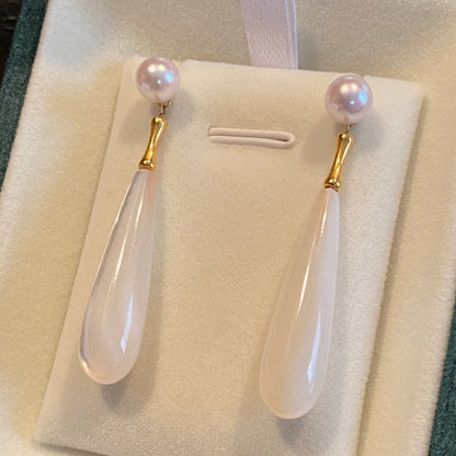 K18YG あこや真珠 ピアス ドロップピアス 18K アコヤ真珠 あこや パール 真珠 ティアドロップ 大ぶり 大きめ 雫 揺れる