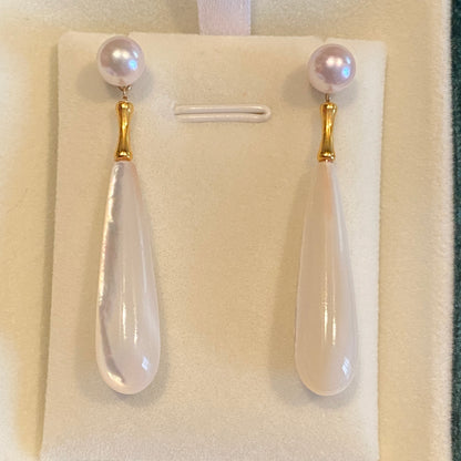 K18YG あこや真珠 ピアス ドロップピアス 18K アコヤ真珠 あこや パール 真珠 ティアドロップ 大ぶり 大きめ 雫 揺れる