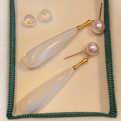 K18YG あこや真珠 ピアス ドロップピアス 18K アコヤ真珠 あこや パール 真珠 ティアドロップ 大ぶり 大きめ 雫 揺れる