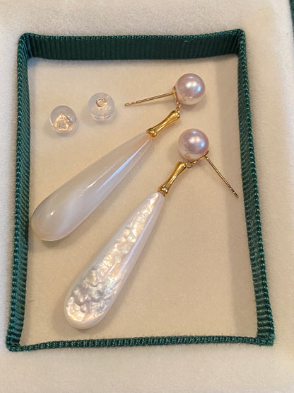 K18YG あこや真珠 ピアス ドロップピアス 18K アコヤ真珠 あこや パール 真珠 ティアドロップ 大ぶり 大きめ 雫 揺れる