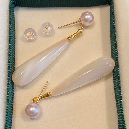 K18YG あこや真珠 ピアス ドロップピアス 18K アコヤ真珠 あこや パール 真珠 ティアドロップ 大ぶり 大きめ 雫 揺れる