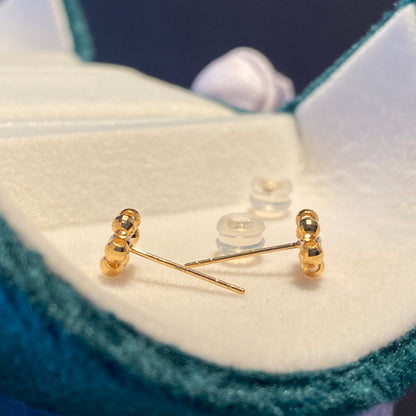 K18YG デイジーフラワー スタッドピアス カットボール 18K 花 キラキラ