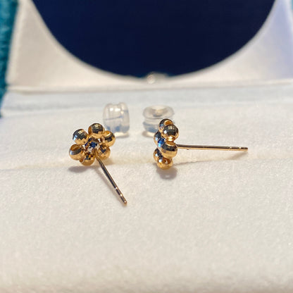 K18YG デイジーフラワー スタッドピアス カットボール 18K 花 キラキラ