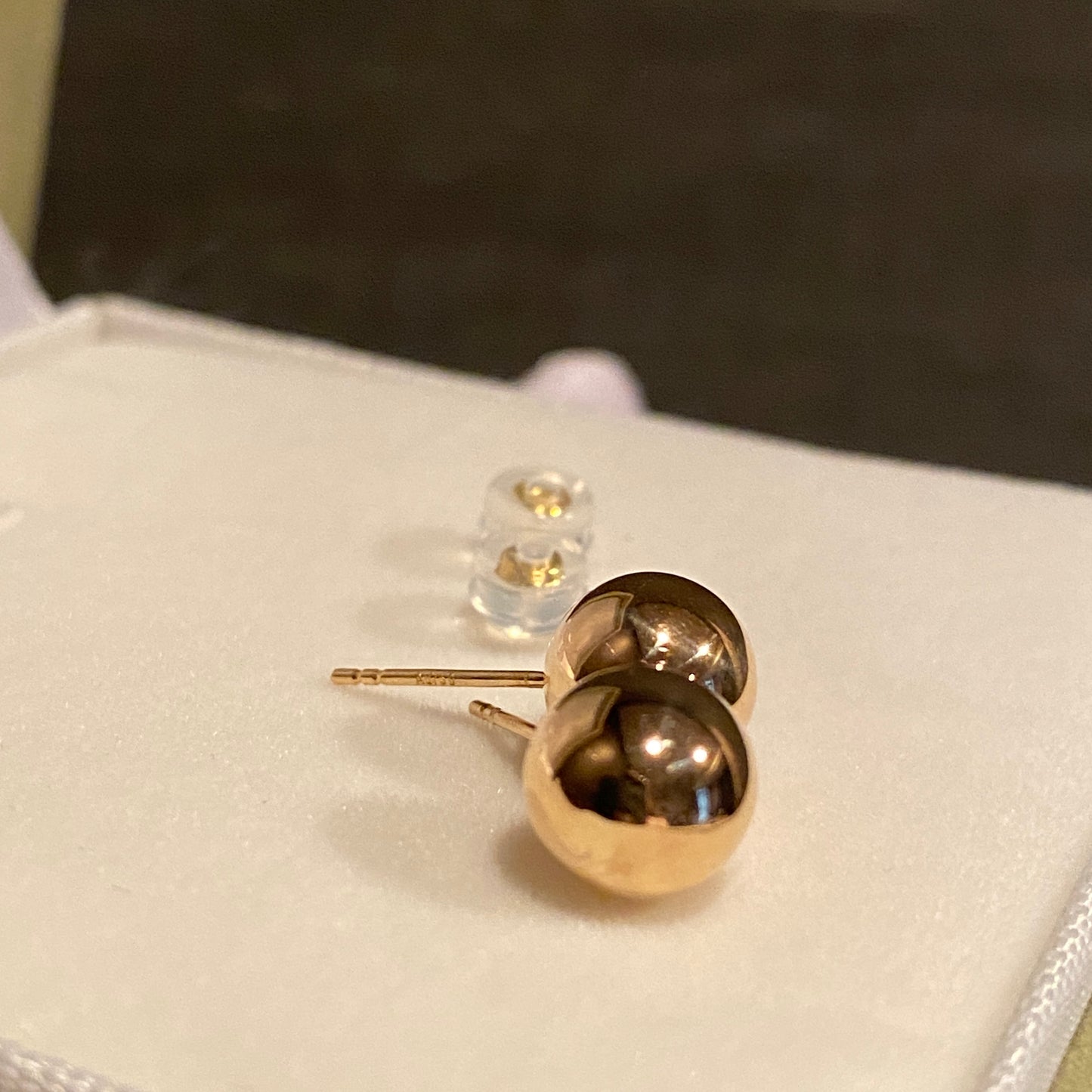 18K Yellow Gold Hollow Ball Stud Earrings, 8mm Round, Mirror Polished, 18K Yellow Gold