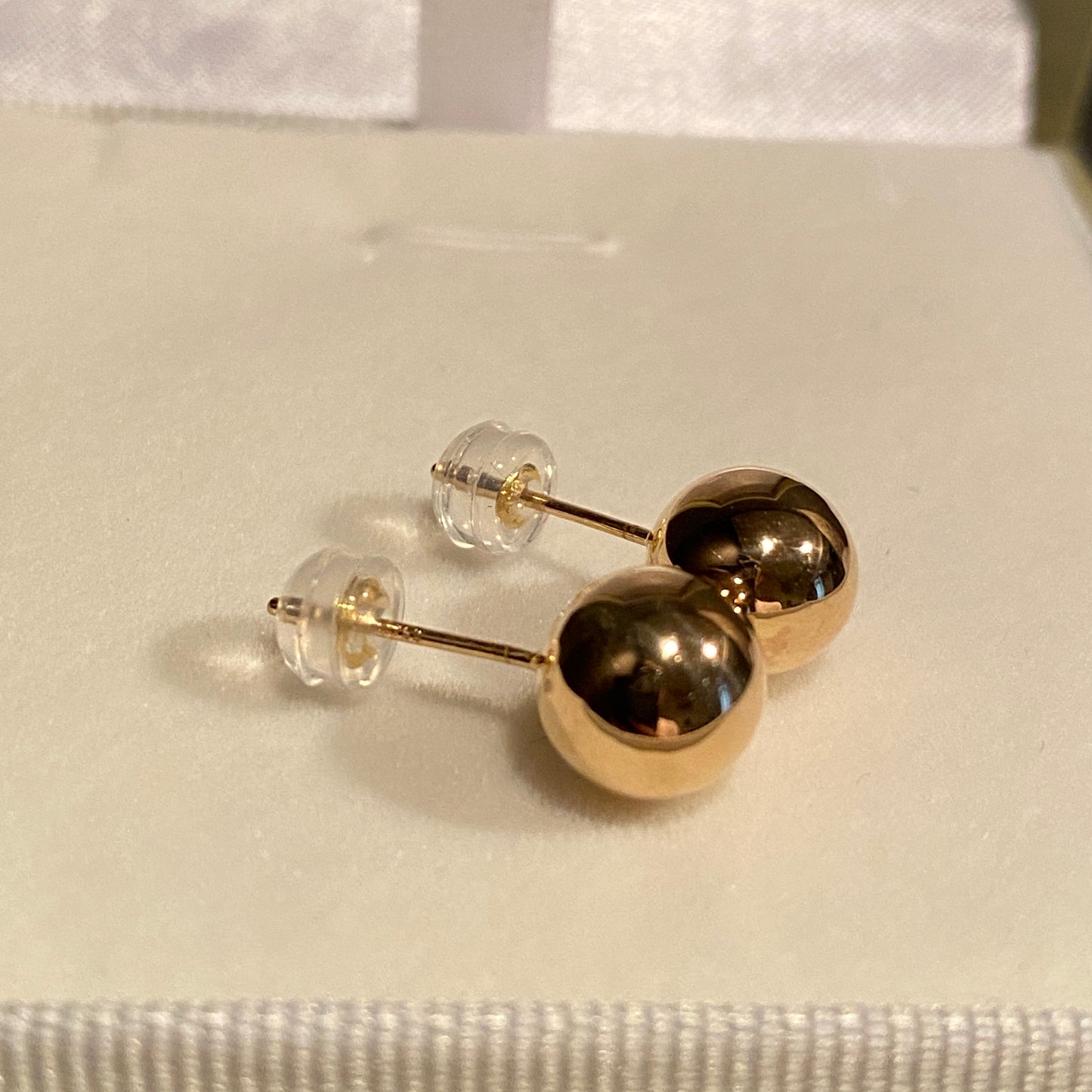 18K Yellow Gold Hollow Ball Stud Earrings, 8mm Round, Mirror Polished, 18K Yellow Gold