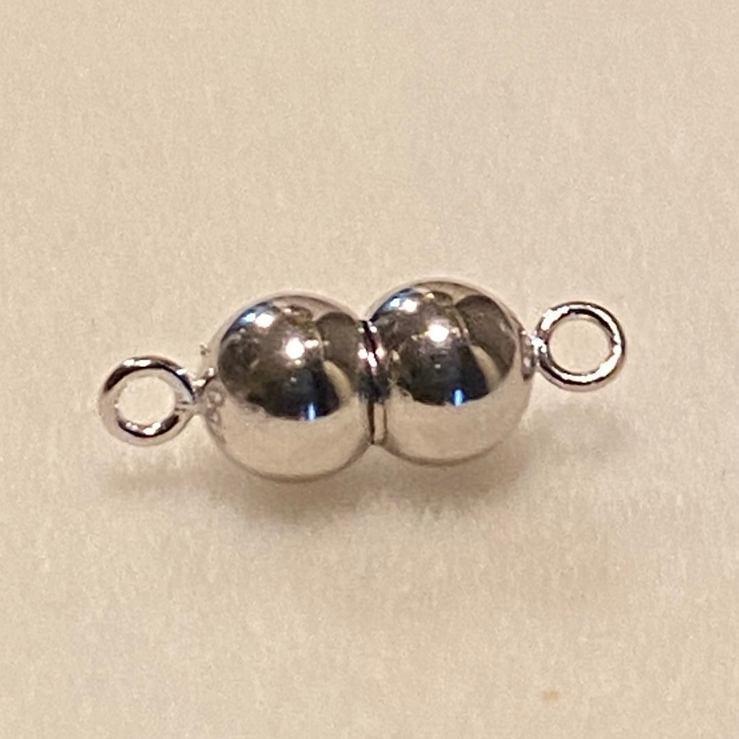 18K Yellow Gold and White Gold Clasp, Spherical, Round, Pearl Necklace Charm, Magnet, Jewelry Parts, One-Touch Clasp