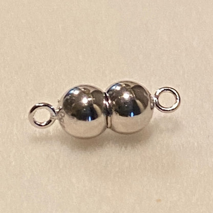 18K Yellow Gold and White Gold Clasp, Spherical, Round, Pearl Necklace Charm, Magnet, Jewelry Parts, One-Touch Clasp