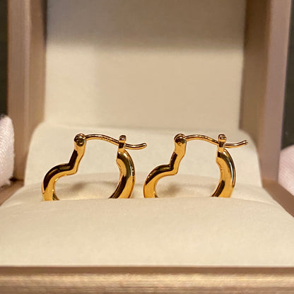 K18YG ピアス フープピアス リングピアス 18K 18金 ハートピアス イエローゴールド 中空 ぷっくり イタリアンジュエリー