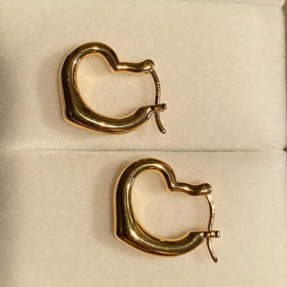 K18YG ピアス フープピアス リングピアス 18K 18金 ハートピアス イエローゴールド 中空 ぷっくり イタリアンジュエリー