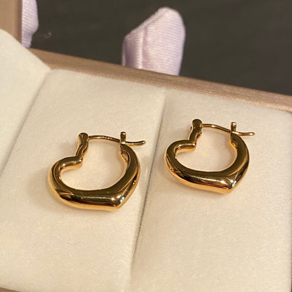 K18YG ピアス フープピアス リングピアス 18K 18金 ハートピアス イエローゴールド 中空 ぷっくり イタリアンジュエリー