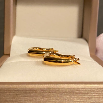 K18YG ピアス フープピアス リングピアス 18K 18金 ハートピアス イエローゴールド 中空 ぷっくり イタリアンジュエリー