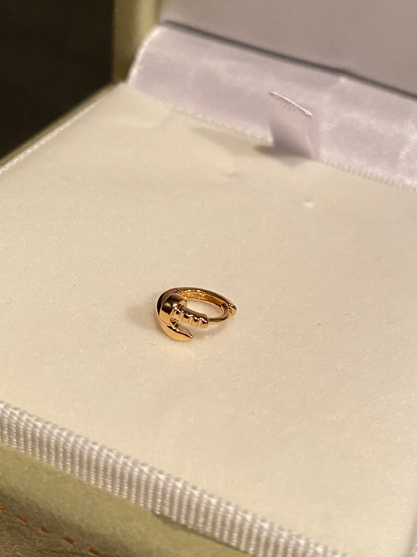 K18YG PG WG シングルピアス 内径6mm 釘 リングピアス 18k フープ ミニ 小さめ