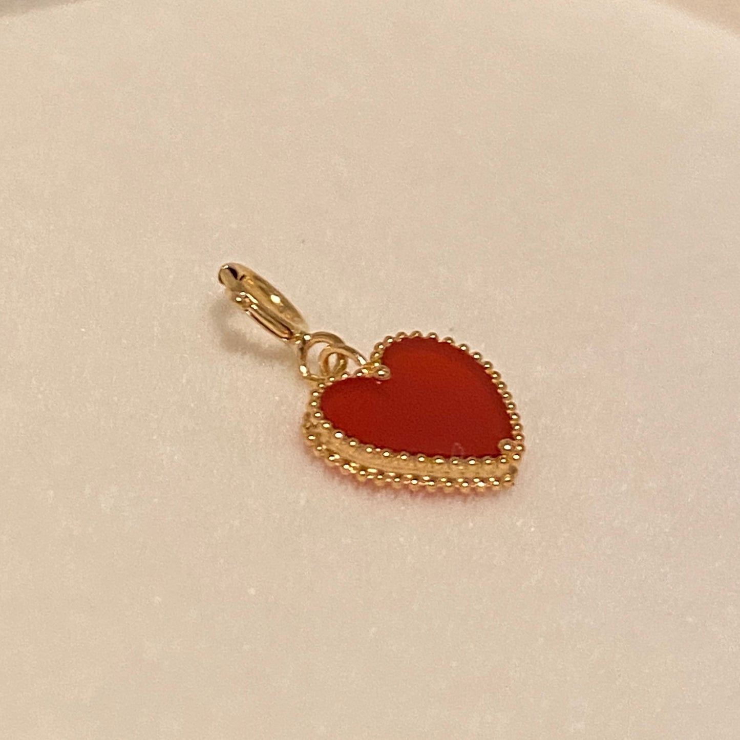 K18YG レッドカーネリアン 引き輪 ヒキワ ハート イエローゴールド 18K ジュエリーパーツ チャーム パーツ エンドパーツ ネックレスパーツ
