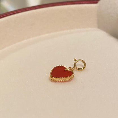 K18YG レッドカーネリアン 引き輪 ヒキワ ハート イエローゴールド 18K ジュエリーパーツ チャーム パーツ エンドパーツ ネックレスパーツ