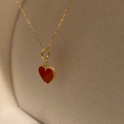 K18YG レッドカーネリアン 引き輪 ヒキワ ハート イエローゴールド 18K ジュエリーパーツ チャーム パーツ エンドパーツ ネックレスパーツ
