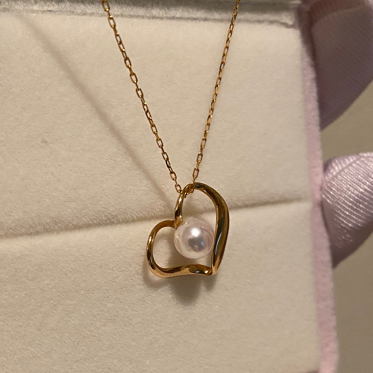 K18YG あこや真珠 パール ハート ペンダント イエローゴールド YG 18K あこや アコヤ真珠 ネックレスチャーム チャーム