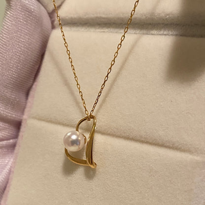 K18YG あこや真珠 パール ハート ペンダント イエローゴールド YG 18K あこや アコヤ真珠 ネックレスチャーム チャーム