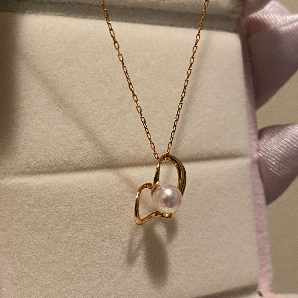 K18YG あこや真珠 パール ハート ペンダント イエローゴールド YG 18K あこや アコヤ真珠 ネックレスチャーム チャーム