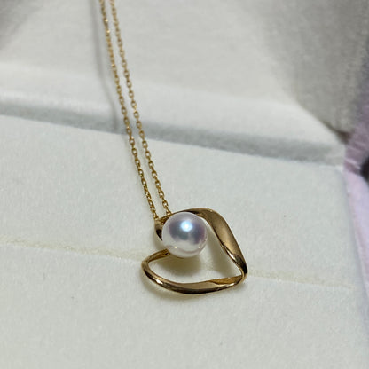 K18YG あこや真珠 パール ハート ペンダント イエローゴールド YG 18K あこや アコヤ真珠 ネックレスチャーム チャーム