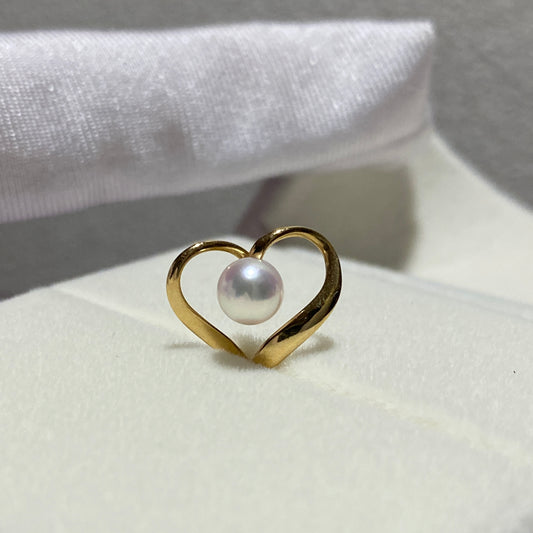K18YG あこや真珠 パール ハート ペンダント イエローゴールド YG 18K あこや アコヤ真珠 ネックレスチャーム チャーム