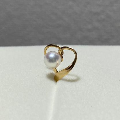 K18YG あこや真珠 パール ハート ペンダント イエローゴールド YG 18K あこや アコヤ真珠 ネックレスチャーム チャーム