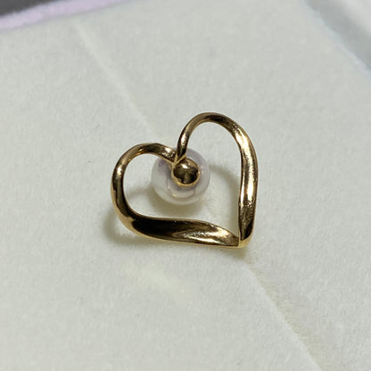 K18YG あこや真珠 パール ハート ペンダント イエローゴールド YG 18K あこや アコヤ真珠 ネックレスチャーム チャーム