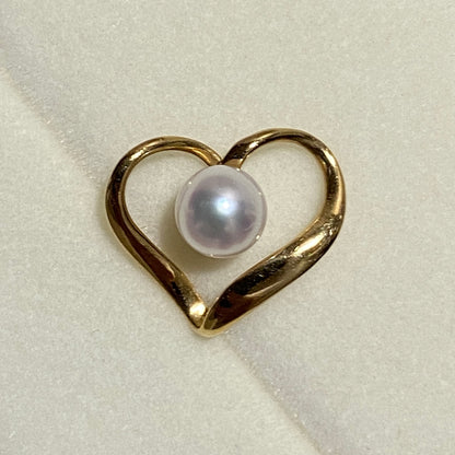 K18YG あこや真珠 パール ハート ペンダント イエローゴールド YG 18K あこや アコヤ真珠 ネックレスチャーム チャーム
