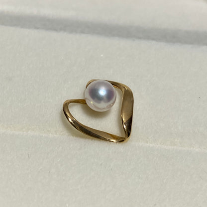 K18YG あこや真珠 パール ハート ペンダント イエローゴールド YG 18K あこや アコヤ真珠 ネックレスチャーム チャーム