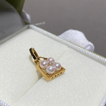 18K Yellow Gold Akoya Pearl Heart Pendant, 18K Yellow Gold, Akoya Pearl Necklace Charm