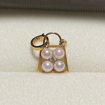 18K Yellow Gold Akoya Pearl Heart Pendant, 18K Yellow Gold, Akoya Pearl Necklace Charm