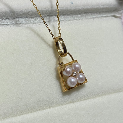 18K Yellow Gold Akoya Pearl Heart Pendant, 18K Yellow Gold, Akoya Pearl Necklace Charm